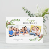 冬の緑ミニマル3 Photo Happy Holidays シーズンカード (スタンド正面)