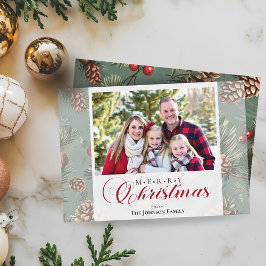 冬の緑メリークリスマスファミリーの写真 シーズンカード