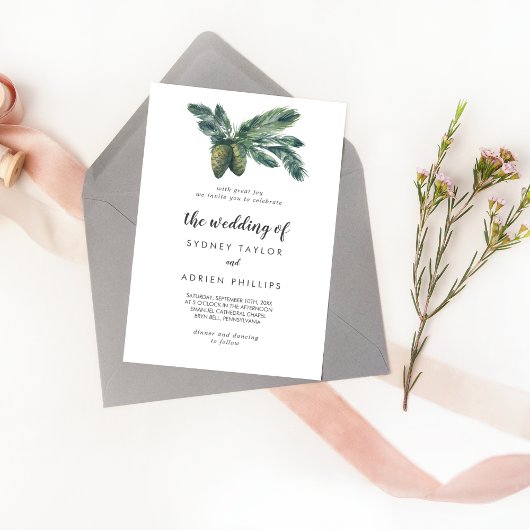 冬の緑結婚の招待状 招待状