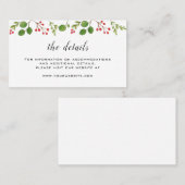 冬の緑結婚の詳細 プレイスカード (正面/裏面)