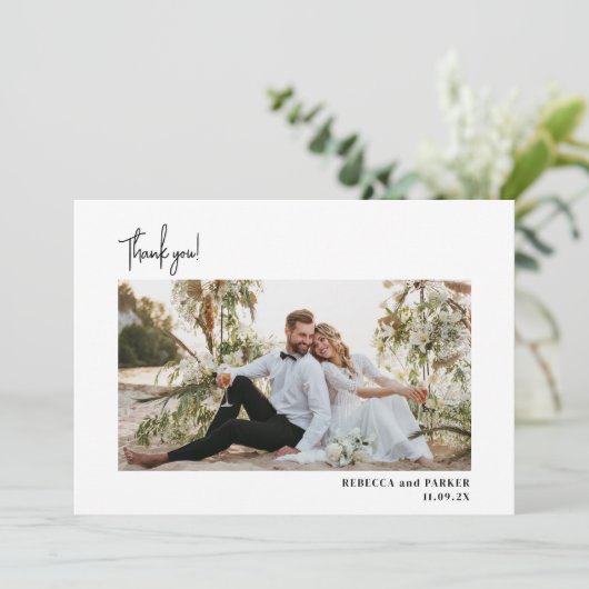 冬の緑結婚のQrスキャンありがとう サンキューカード (スタンド正面)