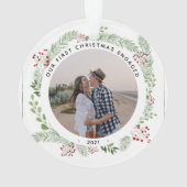 冬の緑2婚約した枚 オーナメント (裏面)