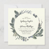 冬の緑 |アイボリーカジュアル結婚の 招待状 (正面)