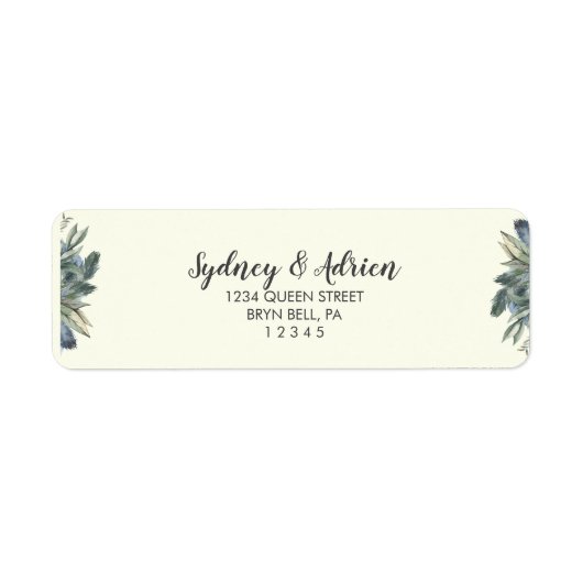 冬の緑 |アイボリー結婚の差出人住所 ラベル (正面)