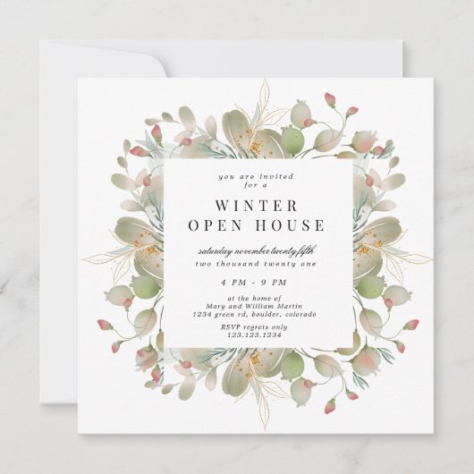 冬の緑 エレガントスクエア オープンハウス 招待状 (正面)