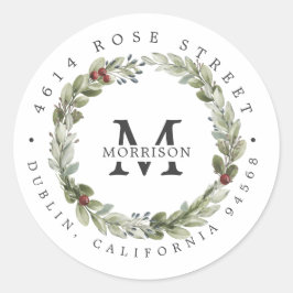 冬の緑 |ボホボタニカル差出人住所 ラウンドシール