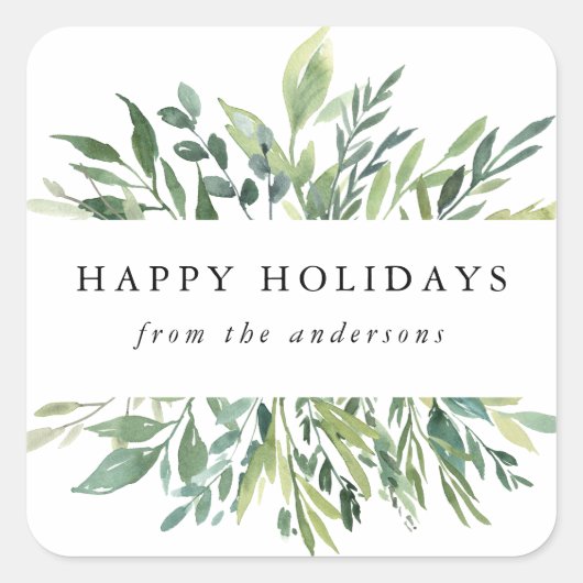 冬の緑 |休日 スクエアシール (正面)