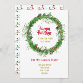 冬の緑 新しい家 ハッピーホリデー シーズンカード (正面/裏面)