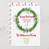 冬の緑 新しい家 ハッピーホリデー シーズンカード (正面/裏面)