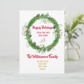 冬の緑 新しい家 ハッピーホリデー シーズンカード (スタンド正面)