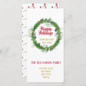 冬の緑 新しい家 ハッピーホリデー シーズンカード (正面/裏面)