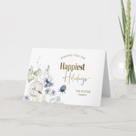 冬の緑、最も幸せな休暇、折りエレガント畳み シーズンカード (正面)