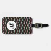 冬の編み物シェブロンパーソナライズされたデザイン ラゲッジタグ (正面横)