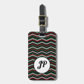 冬の編み物シェブロンパーソナライズされたデザイン ラゲッジタグ (正面縦)