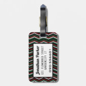 冬の編み物シェブロンパーソナライズされたデザイン ラゲッジタグ (裏面縦)