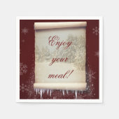 冬の羊皮紙のイラストレーション スタンダードカクテルナプキン (正面)