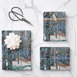 冬の美しいアーカラフルト ラッピングペーパーシート