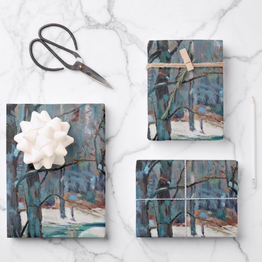 冬の美しいアーカラフルト ラッピングペーパーシート (正面)