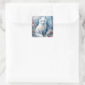 冬の美しい白いキツネ スクエアシール (バッグ)