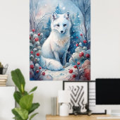 冬の美しい白いキツネ ポスター (ホームオフィス)