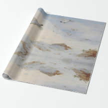 冬の羽毛、雪の飛んでいる向こう側のパルミガン