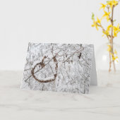 冬の考えるハート カード (黄色い花)