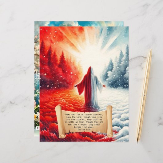 冬の聖句紙クラフトカードストック (正面/裏面インサイチュ)