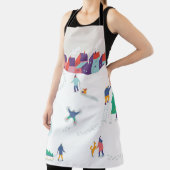 冬の背景に人々のキャラクター。冬 エプロン (インサイチュ)