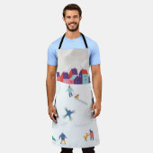 冬の背景に人々のキャラクター。冬 エプロン (着用した状態)