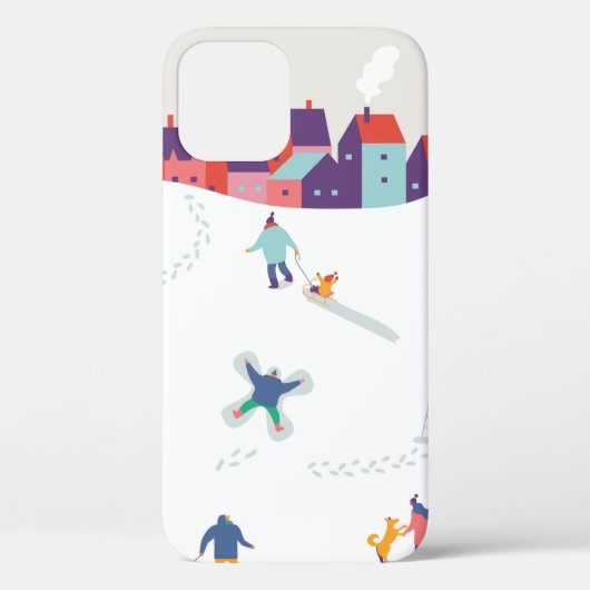 冬の背景に人々のキャラクター。冬 Case-Mate iPhoneケース (裏面)