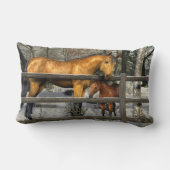 冬の腰枕の馬と馬 ランバークッション (裏面)