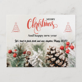 冬の自然のクリスマスと新年の挨拶 ポストカード