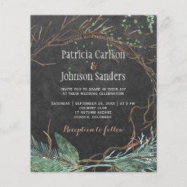 冬の自然を感じる　予算に優しい　チョークボードのウェディング招待状 チラシ