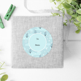 冬の自然ブルーツリーズスノーフレークスクリスマス ラウンドシール