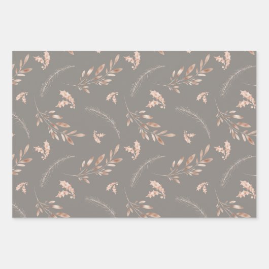 冬の自然モダン北欧クリスマス ラッピングペーパーシート (正面2)