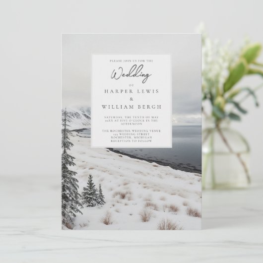 冬の自然結婚写真 招待状 (スタンド正面)