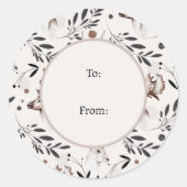 冬の自然野生動物の北欧クリスマス ラウンドシール (正面)