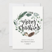 冬の自然 |水彩リースクリスマス シーズンカード (正面)