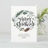冬の自然 |水彩リースクリスマス シーズンカード (スタンド正面)