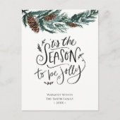 冬の自然|水彩松のコーンクリスマス シーズンポストカード (正面)