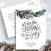 冬の自然|水彩松のコーンクリスマス シーズンポストカード