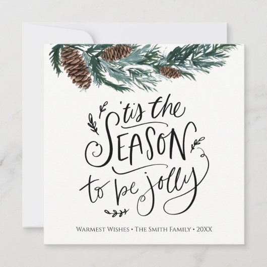 冬の自然 |水彩松クリスマススススクエア シーズンカード (正面)