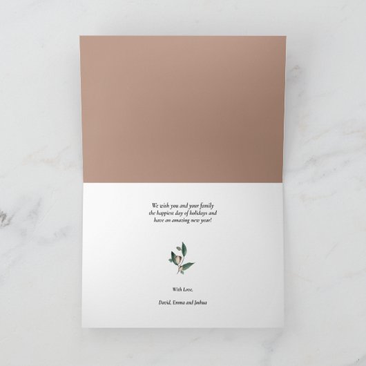 冬の自然|水彩松円錐トウヒ枝 シーズンカード (内部)