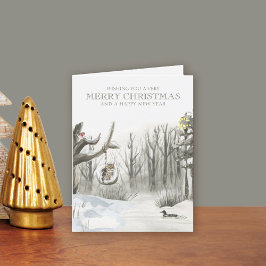 冬の自然 雪の森のクリスマス シーズンカード