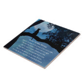 冬の至かわいい猫の木と月の詩サー タイル (側面)