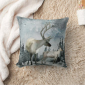 冬の至ウッドランドフォレストスタグディアスローパイ クッション (ブランケット)