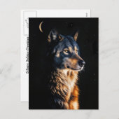 冬の至ウルフウルフクレセントムーンユール(キリスト降誕祭) シーズンポストカード (正面/裏面)