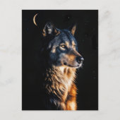 冬の至ウルフウルフクレセントムーンユール(キリスト降誕祭) シーズンポストカード (正面)