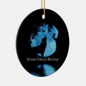 冬の至ウルフクロウと冬の月 セラミックオーナメント (右)