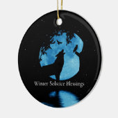 冬の至ウルフクロウと冬の月 セラミックオーナメント (左)